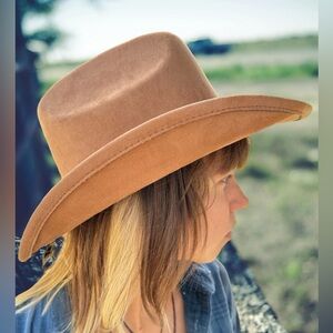 Cowboy Hat Faux Suede Tan Falls Creek